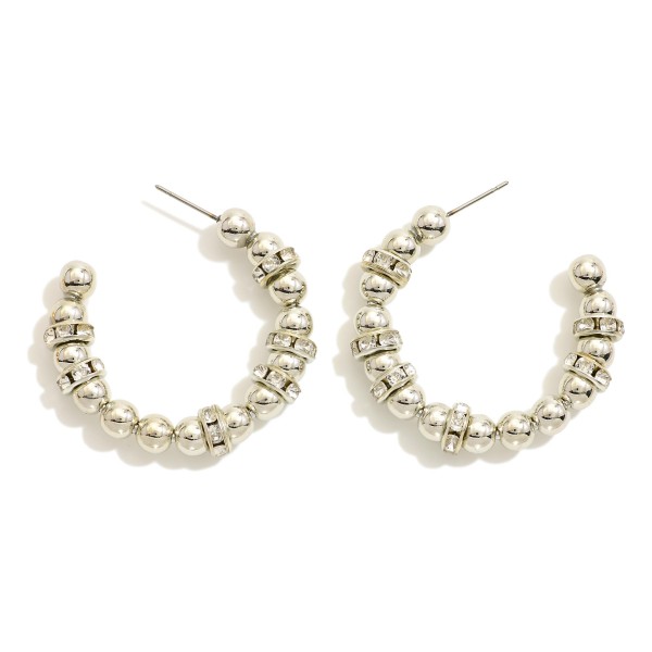 Wholesale metal Beaded Hoop Earrings Rhinestone Cuff Accents D