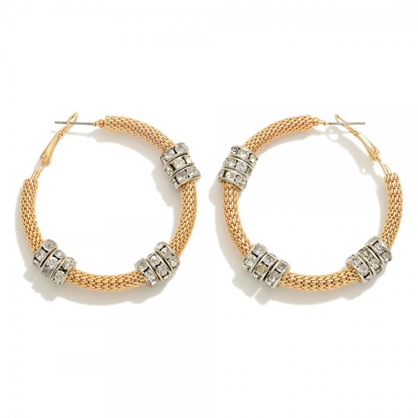 Wholesale metal Mesh Chain Link Hoop Earrings Rhinestone Hoop Stations D