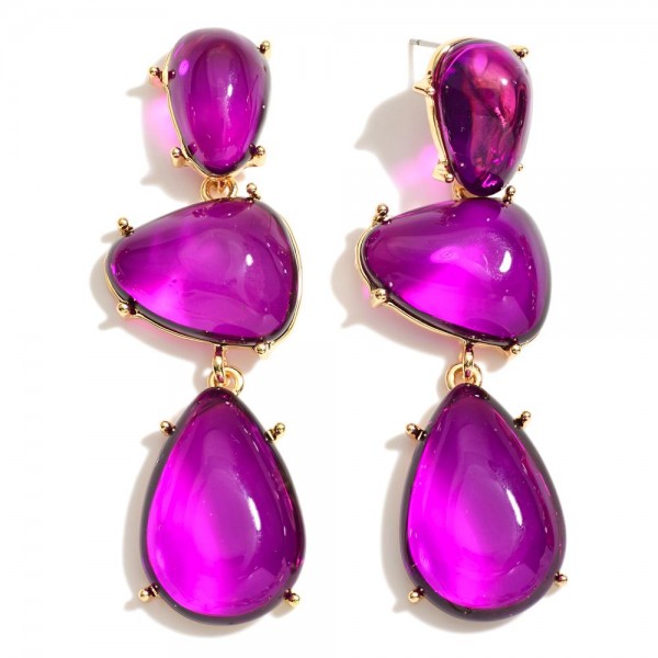 Wholesale linked Acetate Teardrop Post Drop Earrings L