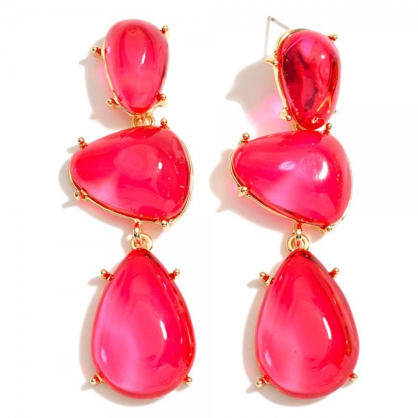 Linked Acetate Teardrop Post Drop Earrings 

- Approximately 3" L