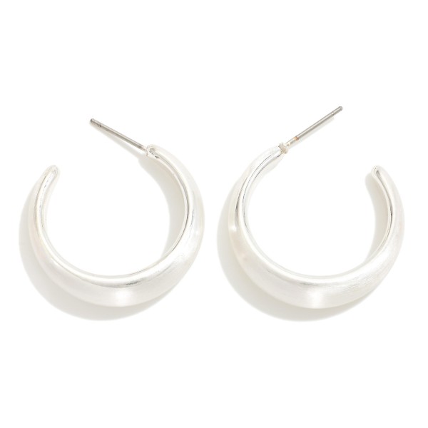 Wholesale brushed Metal Tapered Hoop Earrings Hypoallergenic Titanium Post D
