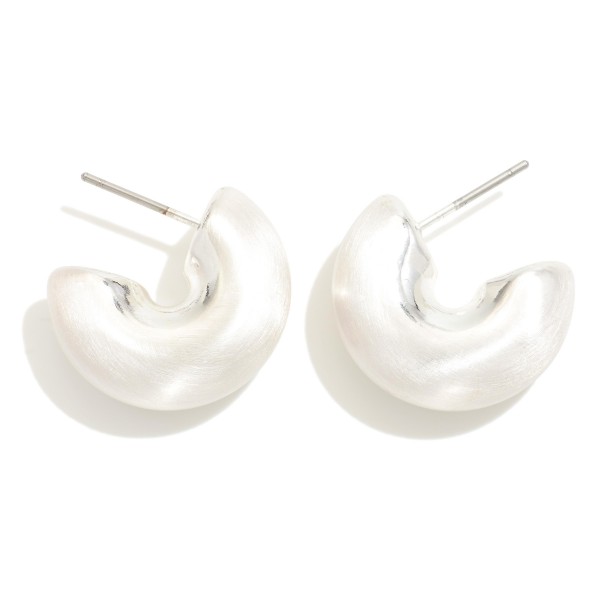 Wholesale chunky Brushed Metal Huggie Hoop Earrings Hypoallergenic Titanium Post