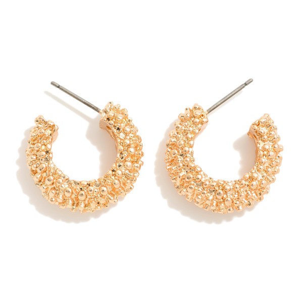 Wholesale crinkle Textured Metal Hoop Earrings Hypoallergenic Titanium Posts D