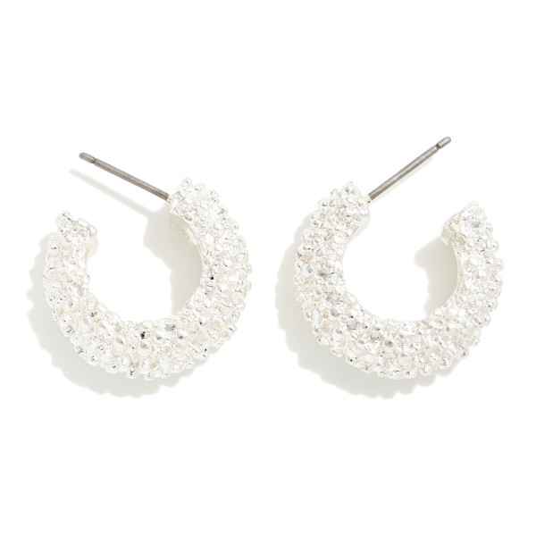 Wholesale crinkle Textured Metal Hoop Earrings Hypoallergenic Titanium Posts D