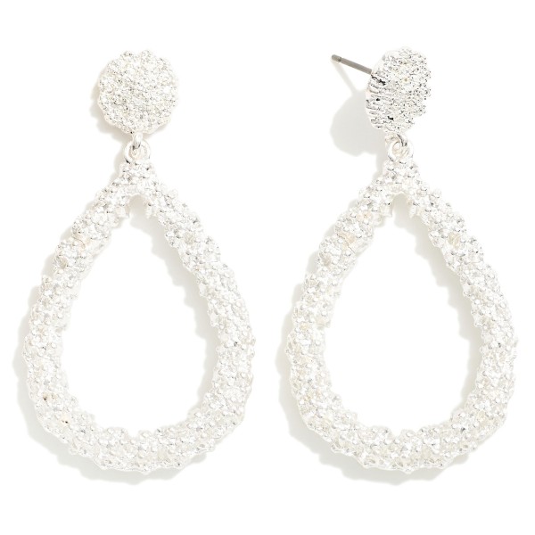 Wholesale textured Metal Teardrop Drop Earrings Hypoallergenic Titanium Posts L