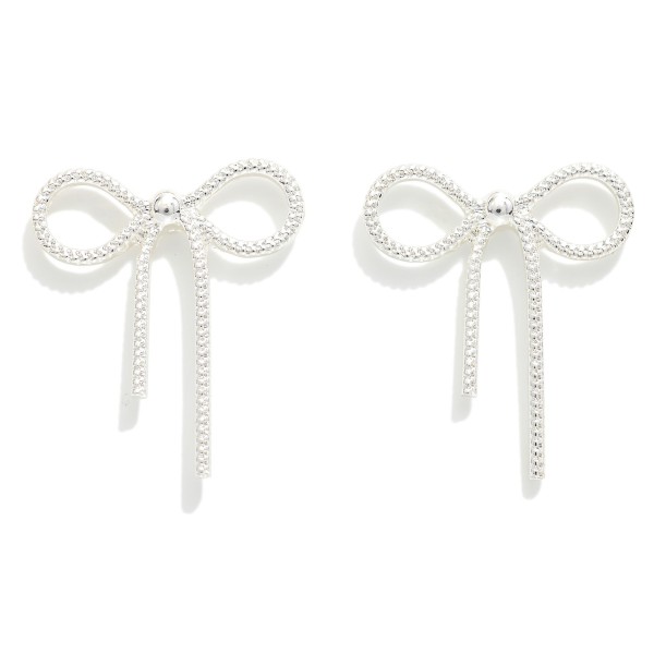 Wholesale textured Metal Bow Drop Earrings L