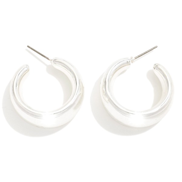 Wholesale simple Metal Tapered Hoop Earrings Hypoallergenic Titanium Post D