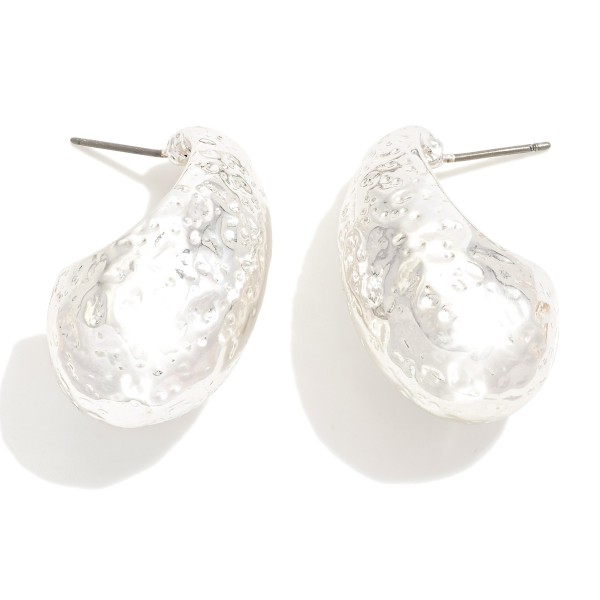 Wholesale dimpled Metal Teardrop Earrings L