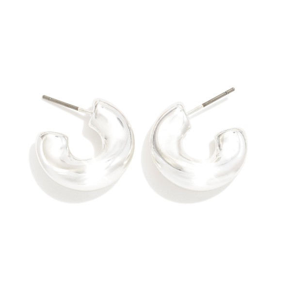 Wholesale metal Puffed Hoop Earrings Hypoallergenic Titanium Post D