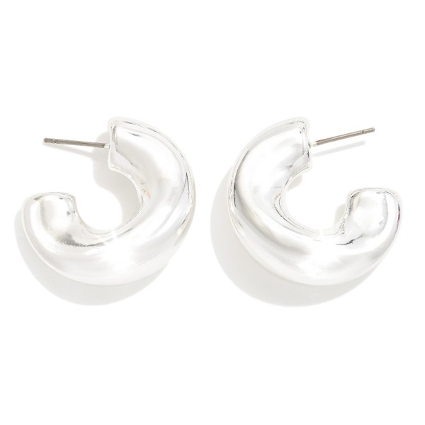 Wholesale metal Puffed Hoop Earrings Hypoallergenic Titanium Post D