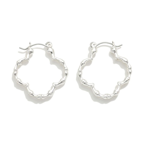 Wholesale metal Bamboo Clover Hoop Earrings D Hypoallergenic Brass Base