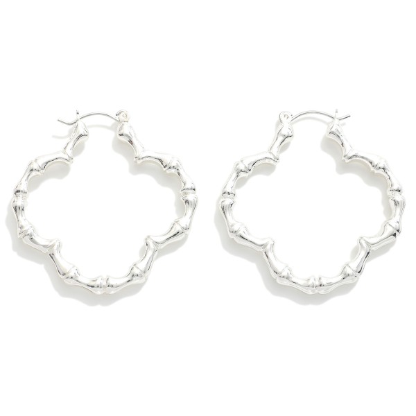 Wholesale metal Bamboo Clover Hoop Earrings D Hypoallergenic Brass Base