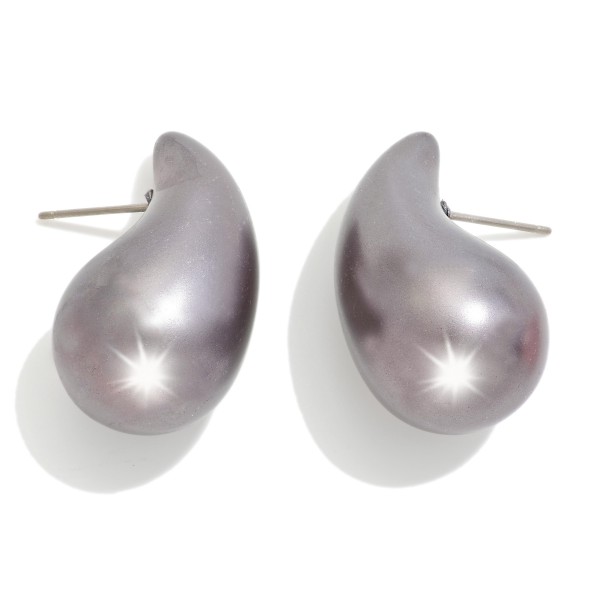 Wholesale puffy Teardrop Drop Earrings L Hypoallergenic Brass Base