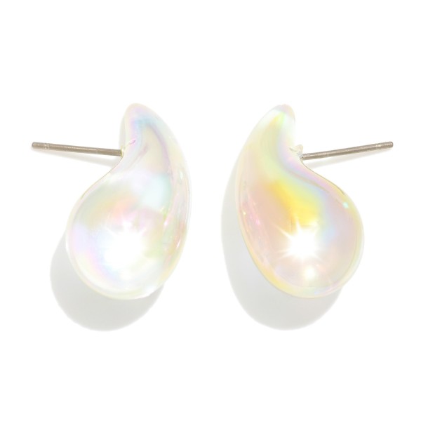 Wholesale iridescent Teardrop Post Drop Earrings Hypoallergenic Titanium Post L
