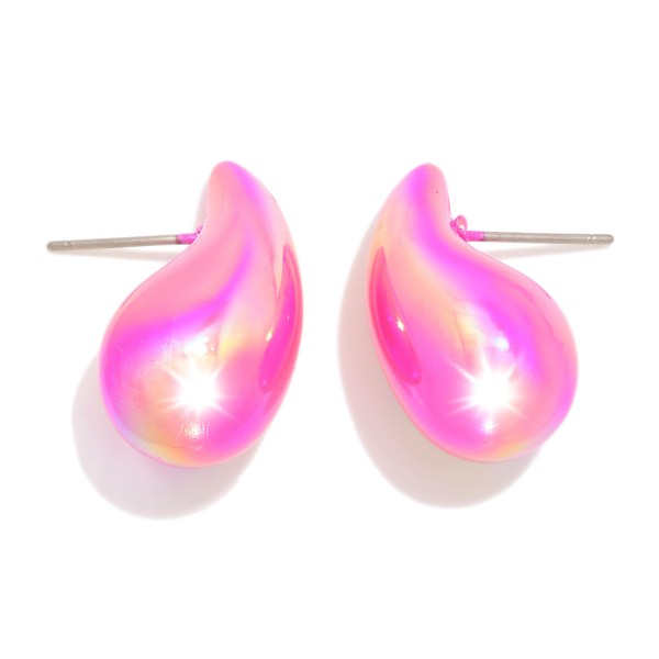 Wholesale iridescent Teardrop Post Drop Earrings Hypoallergenic Titanium Post L
