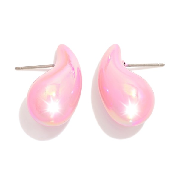 Wholesale iridescent Teardrop Post Drop Earrings Hypoallergenic Titanium Post L