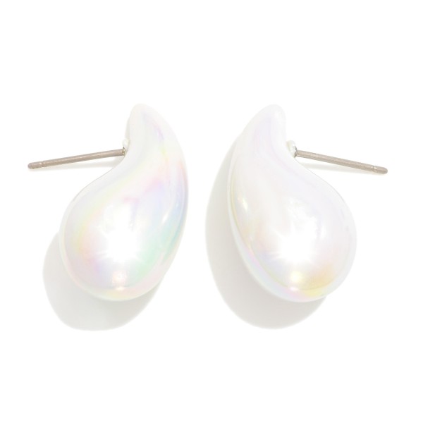 Wholesale iridescent Teardrop Post Drop Earrings Hypoallergenic Titanium Post L