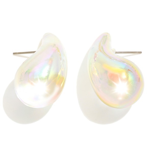 Wholesale iridescent Teardrop Post Drop Earrings Hypoallergenic Titanium Posts L