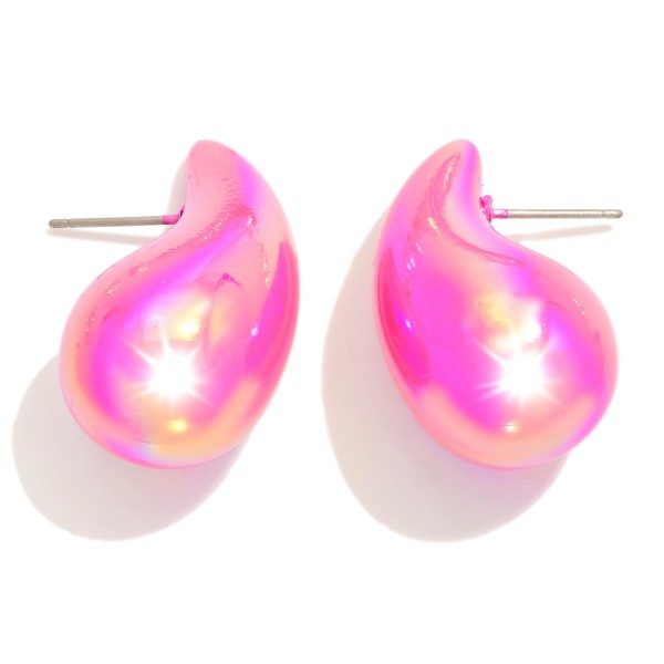 Wholesale iridescent Teardrop Post Drop Earrings Hypoallergenic Titanium Posts L