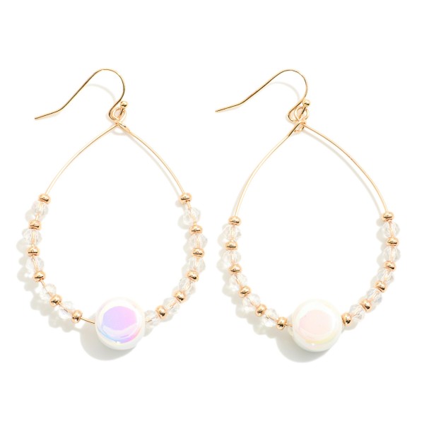 Wholesale metal Wire Teardrop Earrings Faceted Beads Pearlescent Bead Hypoallerg