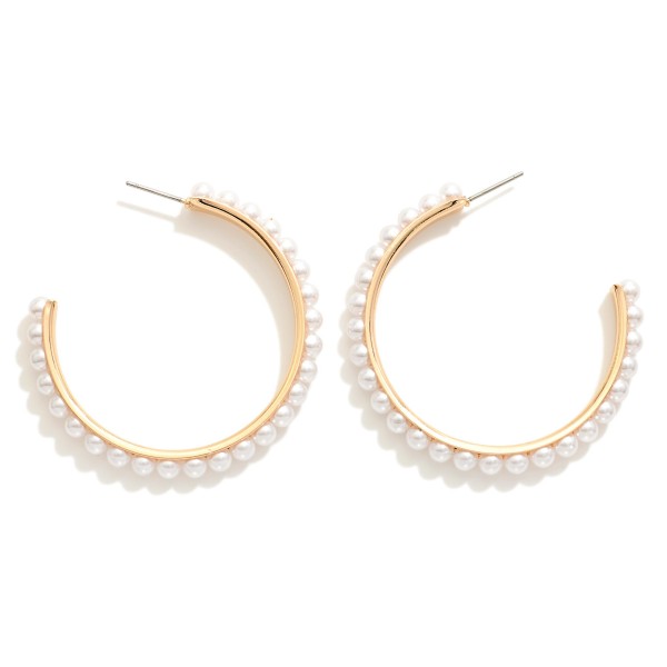 Wholesale pearl Studded Hoop Earrings D