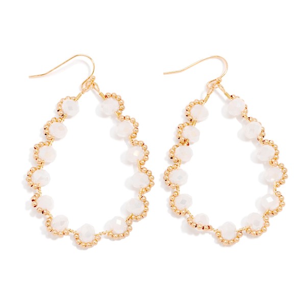 Wholesale faceted Beaded Teardrop Drop Earrings Gold Details L
