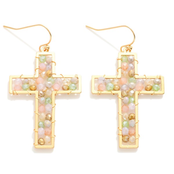 Wholesale beaded Cross Drop Earrings L