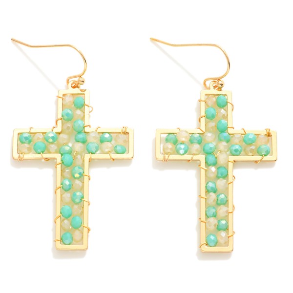 Wholesale beaded Cross Drop Earrings L
