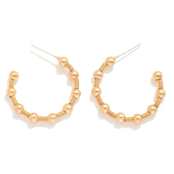 Wholesale metal Bead Hoop Earrings Wire Wrapping Detail D