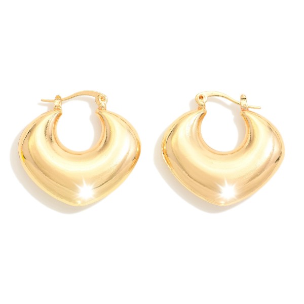 Wholesale metal Squared Puffy Hoop Earrings D