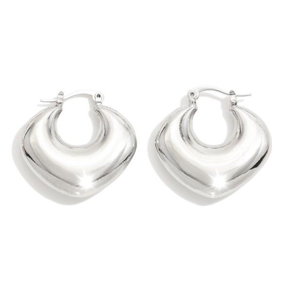 Wholesale metal Squared Puffy Hoop Earrings D