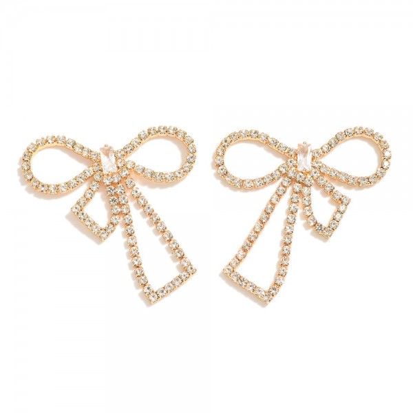 Wholesale rhinestone Studded Bow Post Drop Earrings L