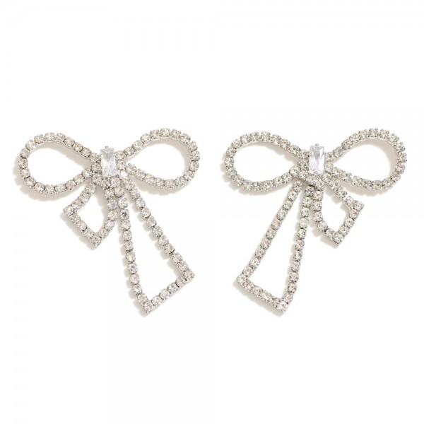 Wholesale rhinestone Studded Bow Post Drop Earrings L