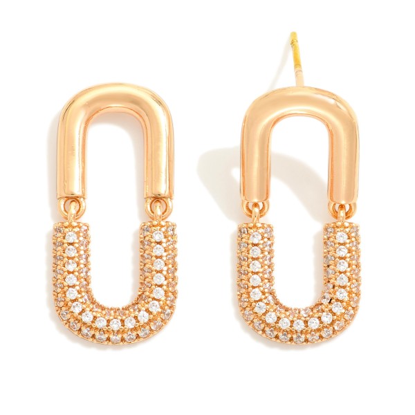 Wholesale linked Cubic Zirconia Pave Arches Post Drop Earrings L