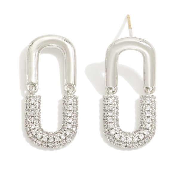 Wholesale linked Cubic Zirconia Pave Arches Post Drop Earrings L