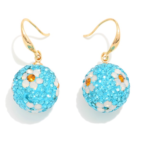 Wholesale rhinestone Flowers Studded Ball Drop Earrings L