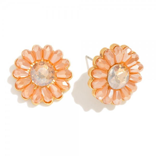 Beaded Flower Stud Earrings

- Approximately .75" L