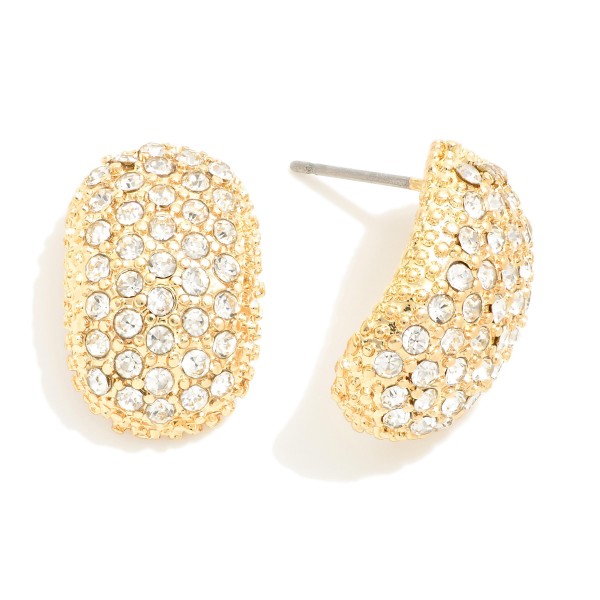 Wholesale rhinestone Pave Oval Teardrop Post Drop Earrings L