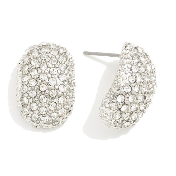 Wholesale rhinestone Pave Oval Teardrop Post Drop Earrings L