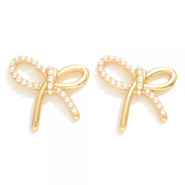 Wholesale pearl Bow Stud Earrings L