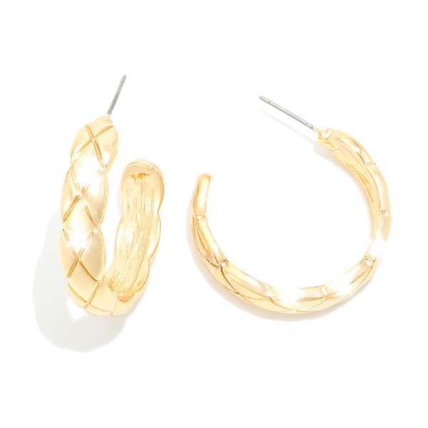 Wholesale metal Quilted Hoop Earrings D