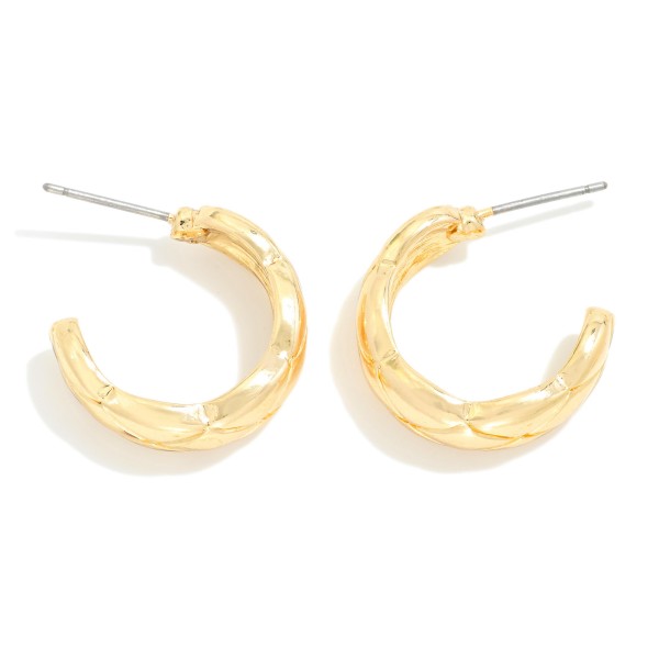 Wholesale gold Metal Basket Weave Hoop Earrings D