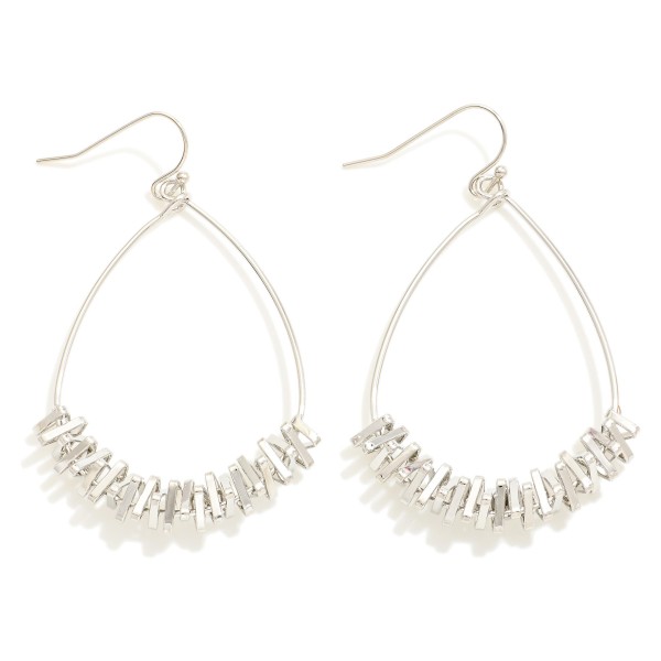 Wholesale metal Teardrop Earrings Zig Zagging Metal Wire Wrap Detail L