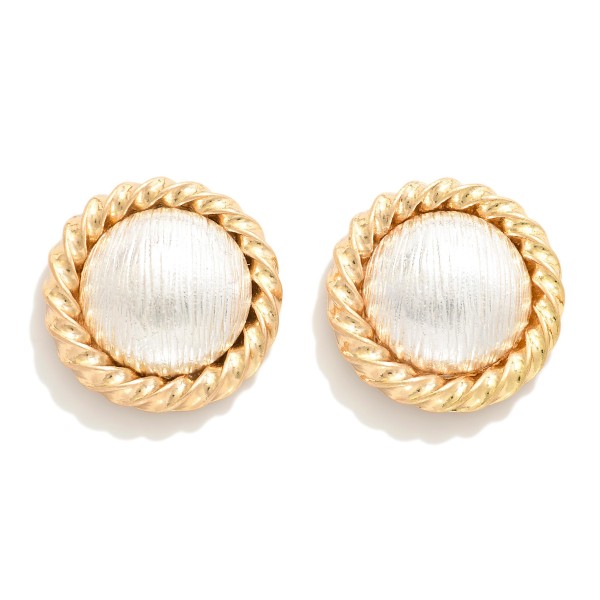 Wholesale metal Twist Border Button Post Drop Earrings D