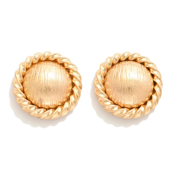 Wholesale metal Twist Border Button Post Drop Earrings D