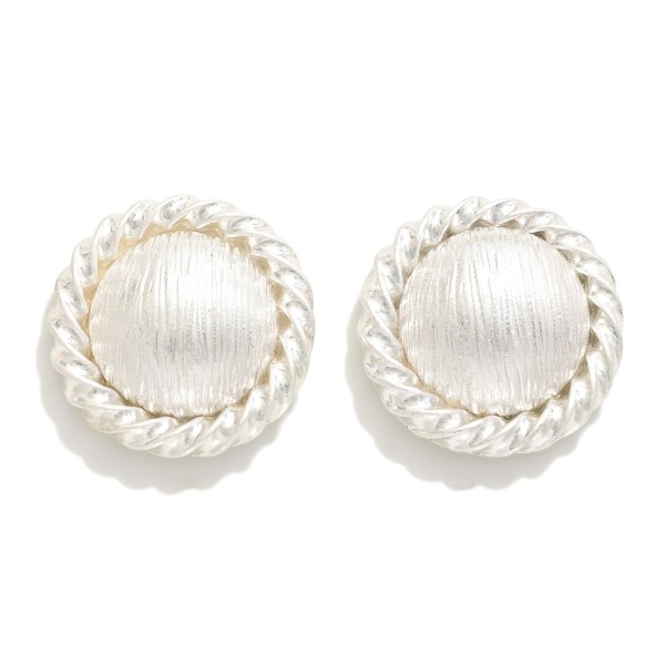 Wholesale metal Twist Border Button Post Drop Earrings D