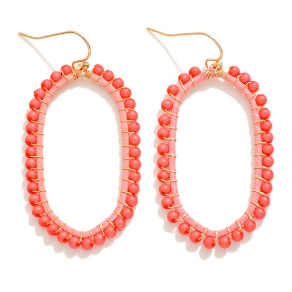 Wholesale beaded Wire Wrapped Oval Drop Earrings L