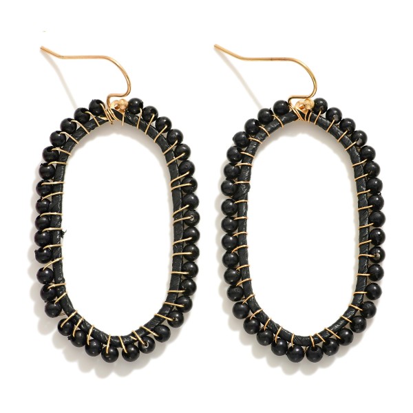 Wholesale beaded Wire Wrapped Oval Drop Earrings L
