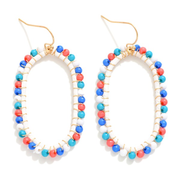 Wholesale beaded Wire Wrapped Oval Drop Earrings L
