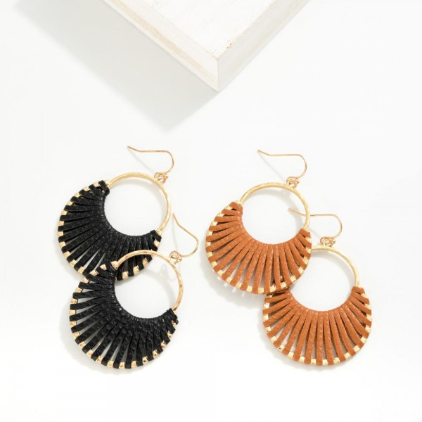 Woven Leather Drop Earrings 
- Approximately 1.75" L